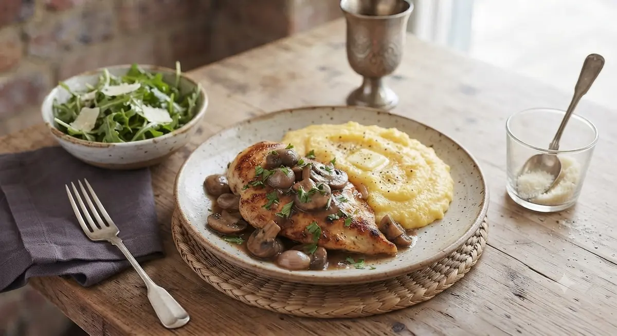 Chicken Marsala with Creamy Polenta